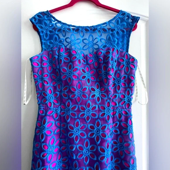 Rare!!! Lilly Pulitzer Pink/Blue/Purple Gorgeous Coctail Dress size 8 - Picture 4 of 16